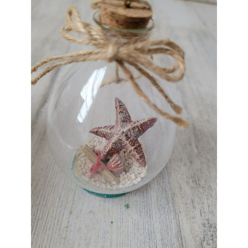 Starfish Message bottle Glitter ornament Xmas‎ decor
